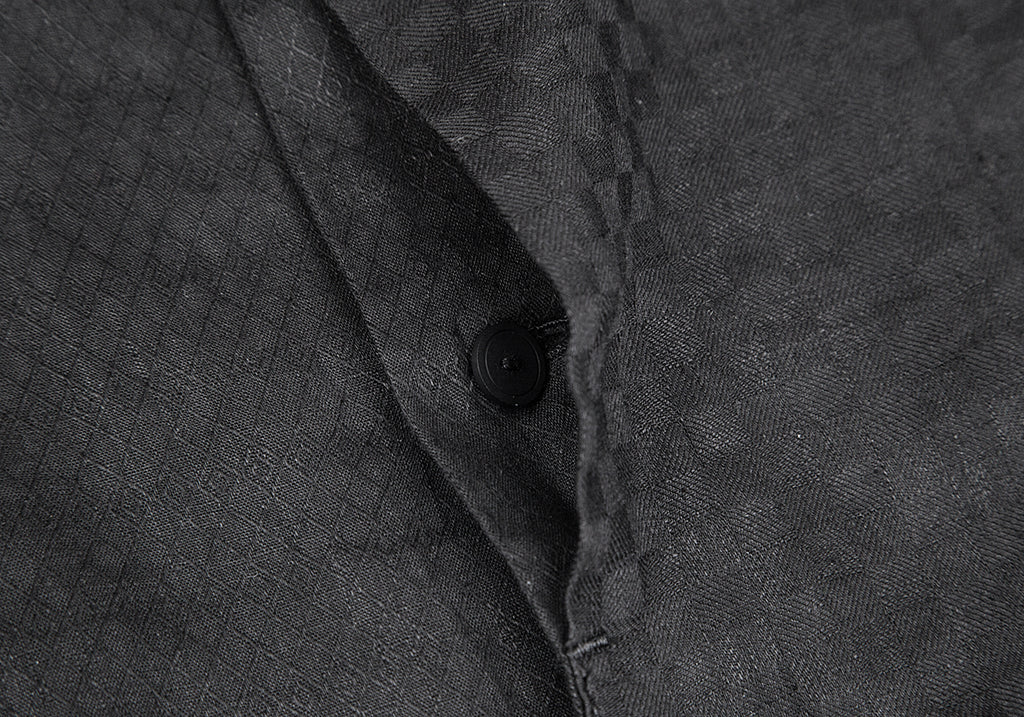 YOHJI YAMAMOTO JAPAN. Y's Pattern Switched Black Linen Blouse