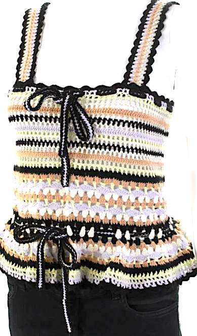 Ulla Johnson Multicolor Cotton Striped Open-Knit Crochet Tank Top