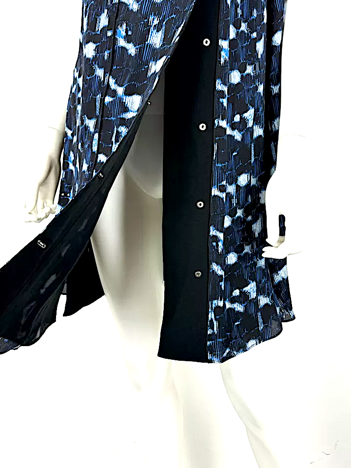 Proenza Schouler NY.Blue Print Silk Viscose Blend Lined Shift Wrap Dress