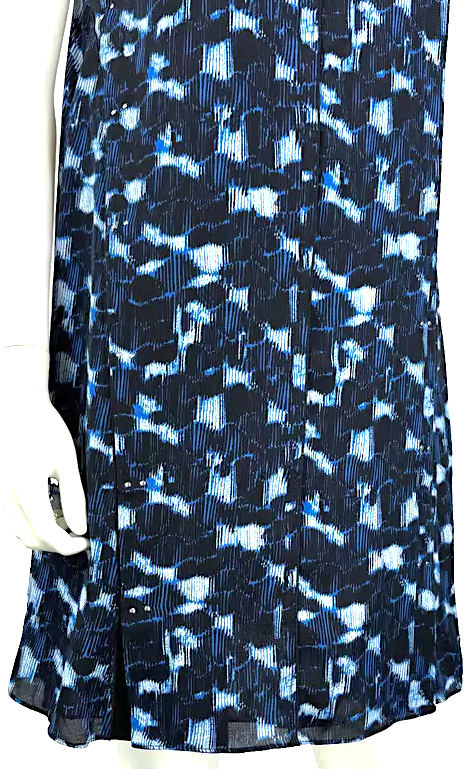 Proenza Schouler NY.Blue Print Silk Viscose Blend Lined Shift Wrap Dress