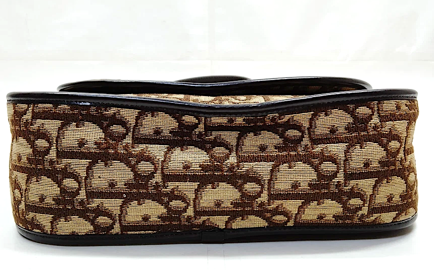 Christian Dior Paris. Brown Canvas and Leather Logo Shoulder Bag