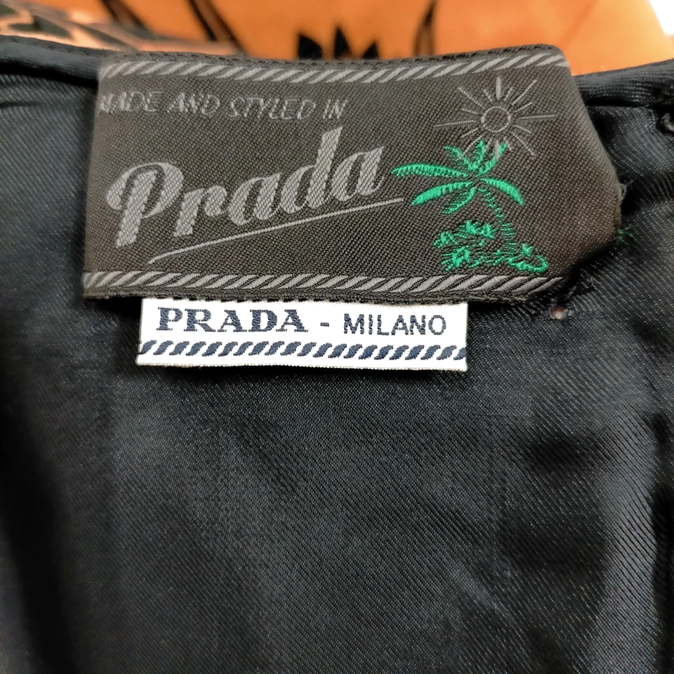 PRADA ITALY. Vintage Printed Cotton Sunflowers Print Dress