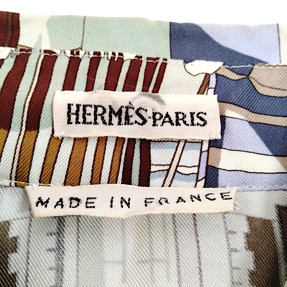 HERMES PARIS. Vintage Sleeveless Print Silk Top