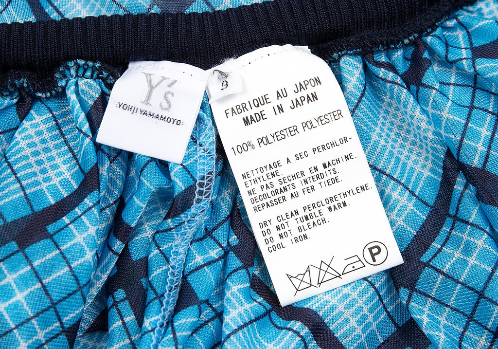 Yohji Yamamoto Japan. Y's Blue Plaids Semi Sheer Gather Skirt