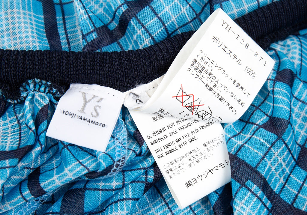 Yohji Yamamoto Japan. Y's Blue Plaids Semi Sheer Gather Skirt