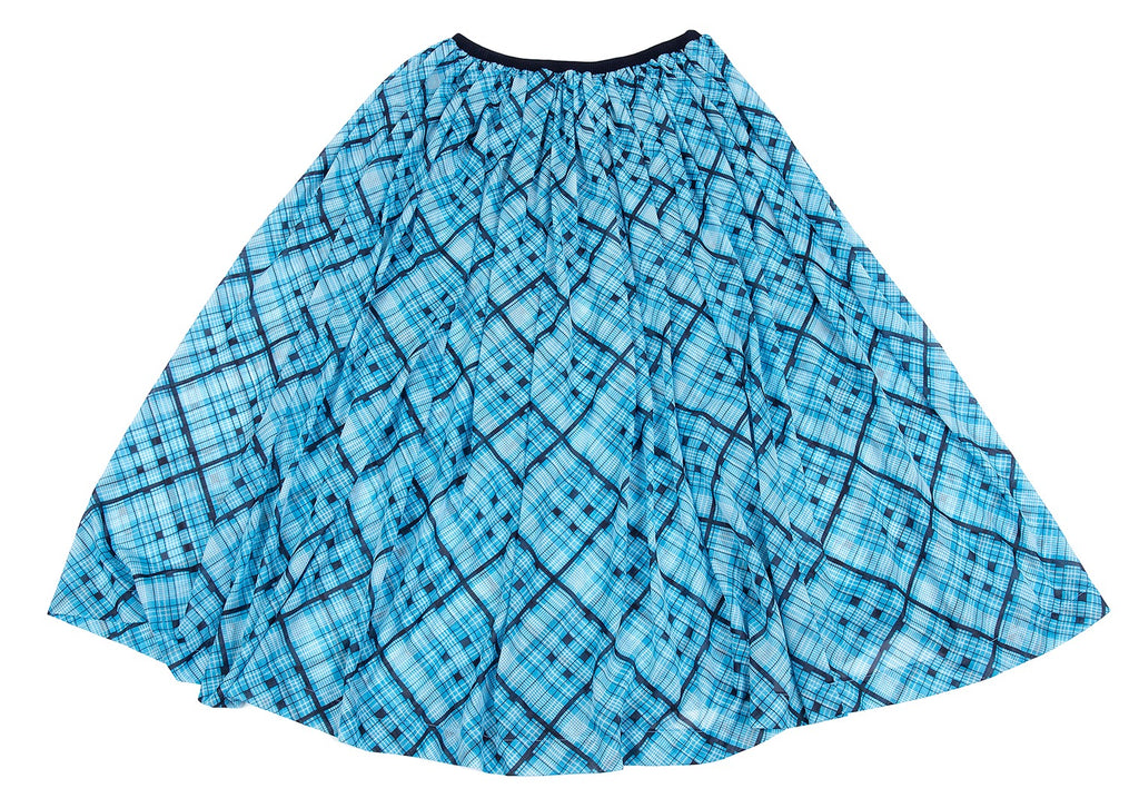 Yohji Yamamoto Japan. Y's Blue Plaids Semi Sheer Gather Skirt
