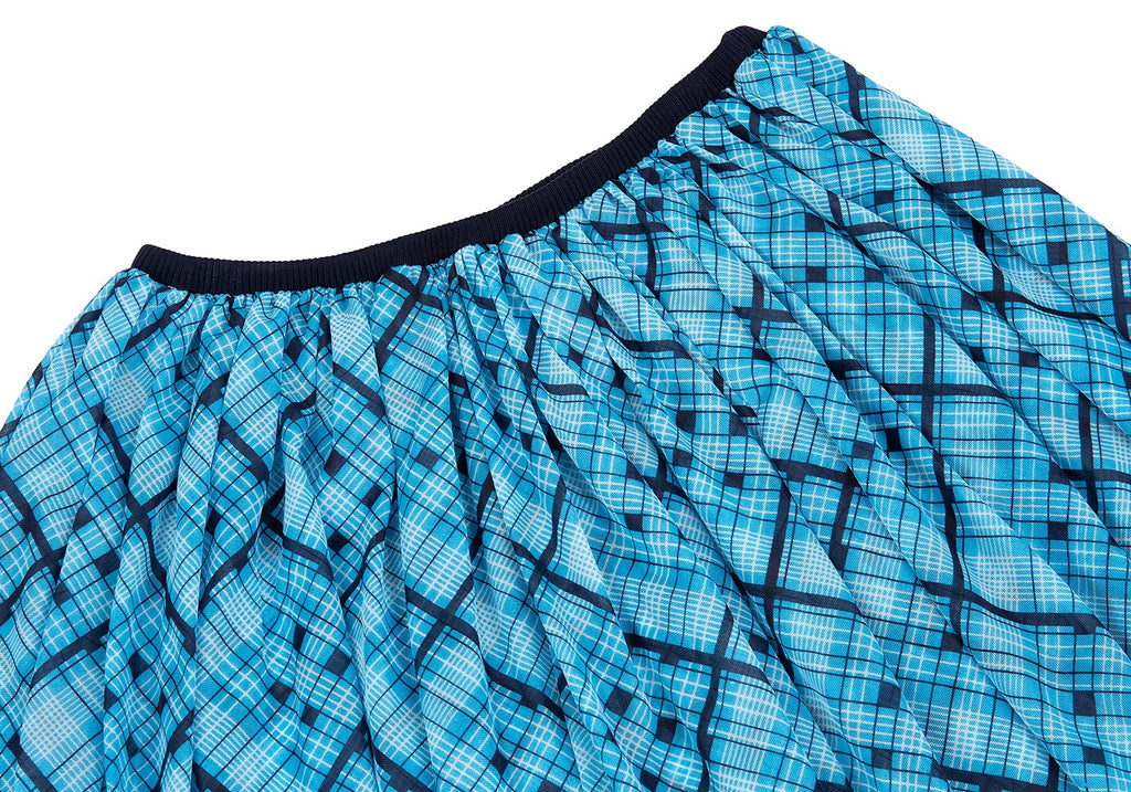 Yohji Yamamoto Japan. Y's Blue Plaids Semi Sheer Gather Skirt
