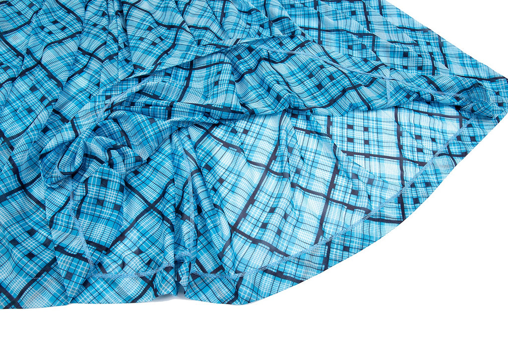 Yohji Yamamoto Japan. Y's Blue Plaids Semi Sheer Gather Skirt
