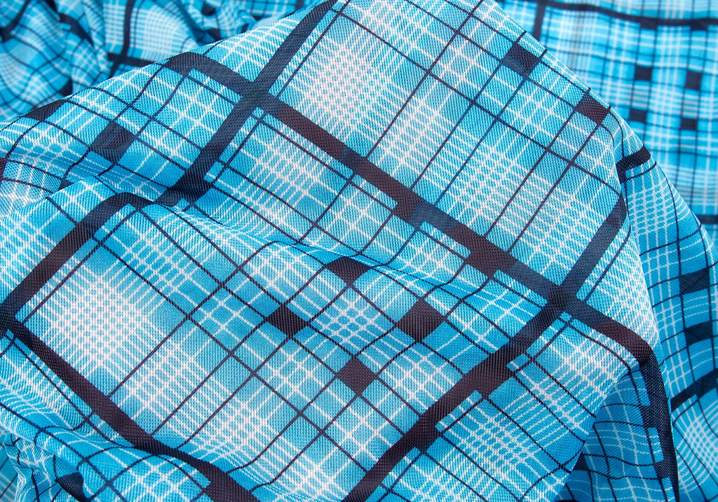Yohji Yamamoto Japan. Y's Blue Plaids Semi Sheer Gather Skirt