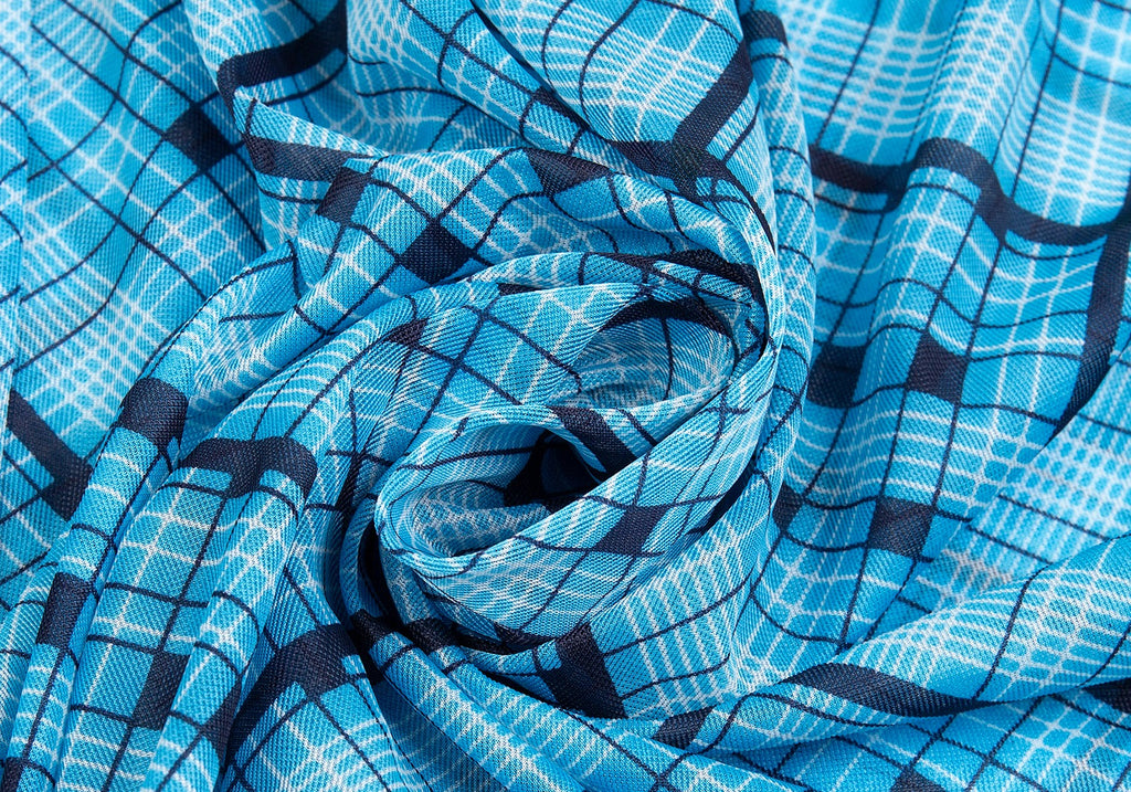 Yohji Yamamoto Japan. Y's Blue Plaids Semi Sheer Gather Skirt