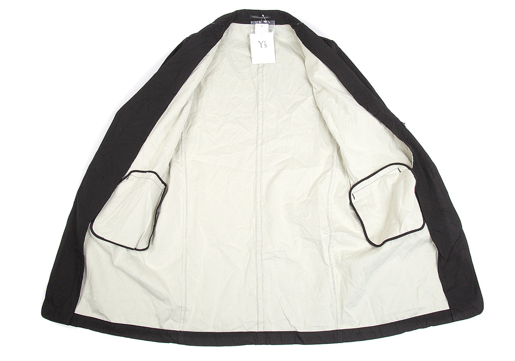 Yohji Yamamoto Japan. Y's Black Cotton Wrinkled Long Jacket
