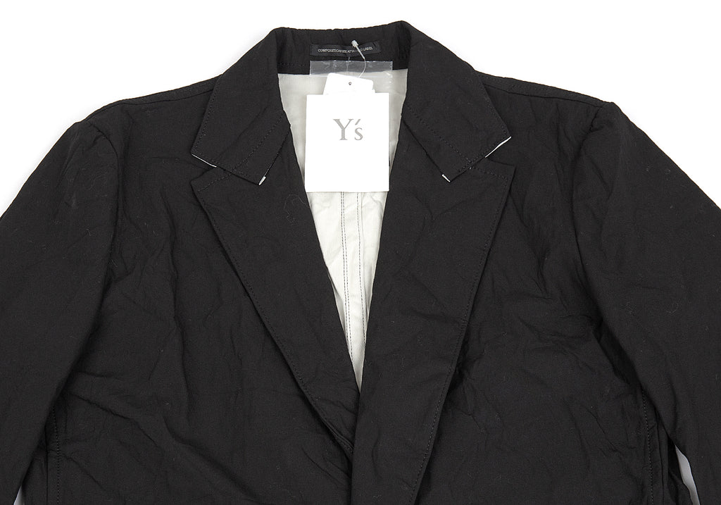 Yohji Yamamoto Japan. Y's Black Cotton Wrinkled Long Jacket