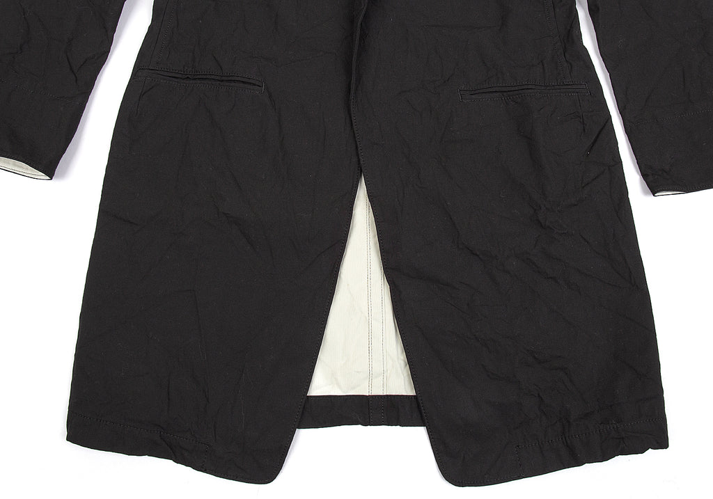 Yohji Yamamoto Japan. Y's Black Cotton Wrinkled Long Jacket