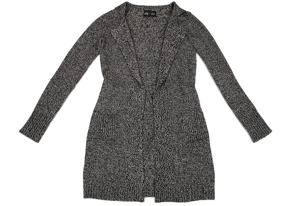 Yohji Yamamoto FEMME. Japan. RAGNE KIKAS. Black, Silver Rayon/Wool Cardigan Jacket/Sweater