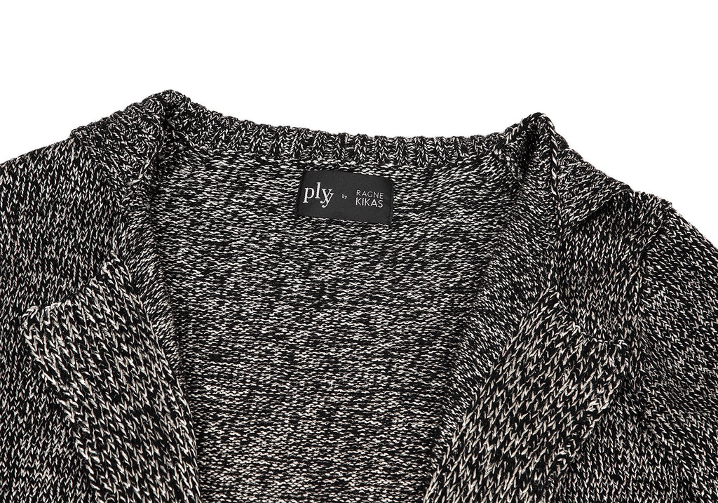 Yohji Yamamoto FEMME. Japan. RAGNE KIKAS. Black, Silver Rayon/Wool Cardigan Jacket/Sweater