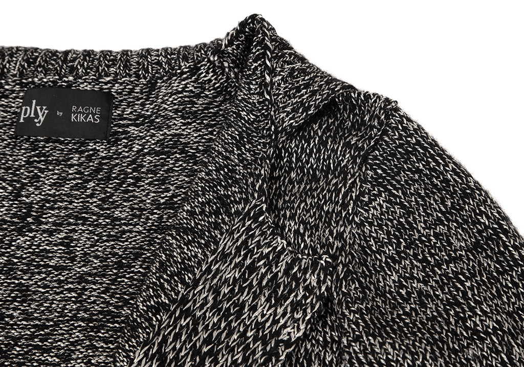 Yohji Yamamoto FEMME. Japan. RAGNE KIKAS. Black, Silver Rayon/Wool Cardigan Jacket/Sweater