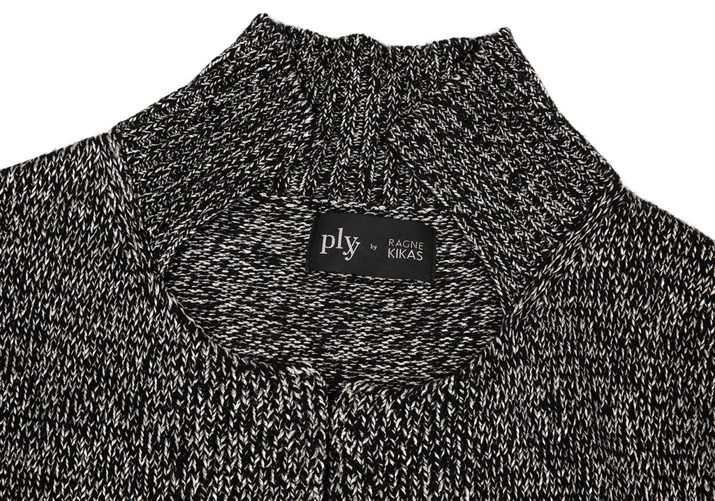 Yohji Yamamoto FEMME. Japan. RAGNE KIKAS. Black, Silver Rayon/Wool Cardigan Jacket/Sweater