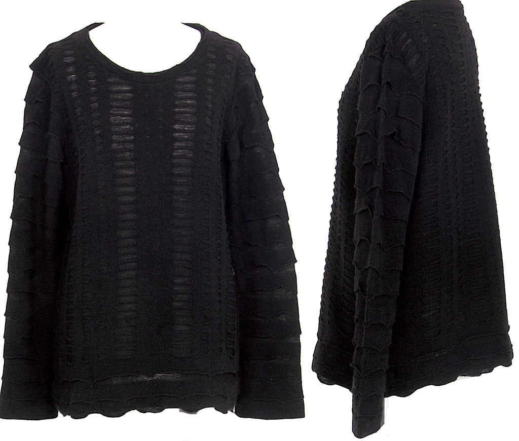 Issey Miyake Japan. HaaT Design Black Woven Wool Knit Sweater
