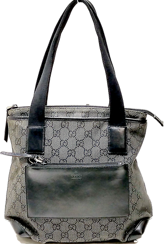 Gucci Italy. Black "Jackie" Leather/Canvas/Nylon Shoulder Bag