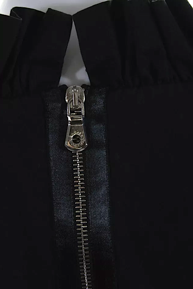 Dolce and Gabbana Italy. Black Cotton Zipped Pleated Drop Waist Dress