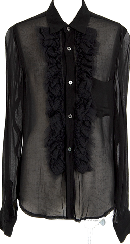 Comme des Garcons Japan. BLACK. NEW. NWT. Black Polytech Button Up Shirt/Blouse