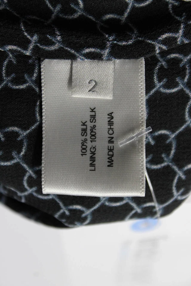 Proenza Schouler NY. Black Silk Abstract Print A Line Dress