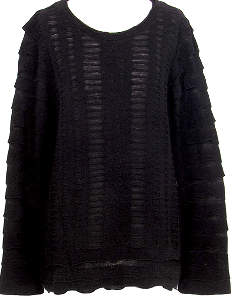 Issey Miyake Japan. HaaT Design Black Woven Wool Knit Sweater