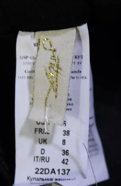 Gottex NEW. NWT. Black Metallic Abstract Print V-Back One Piece Swimsuit Size 6