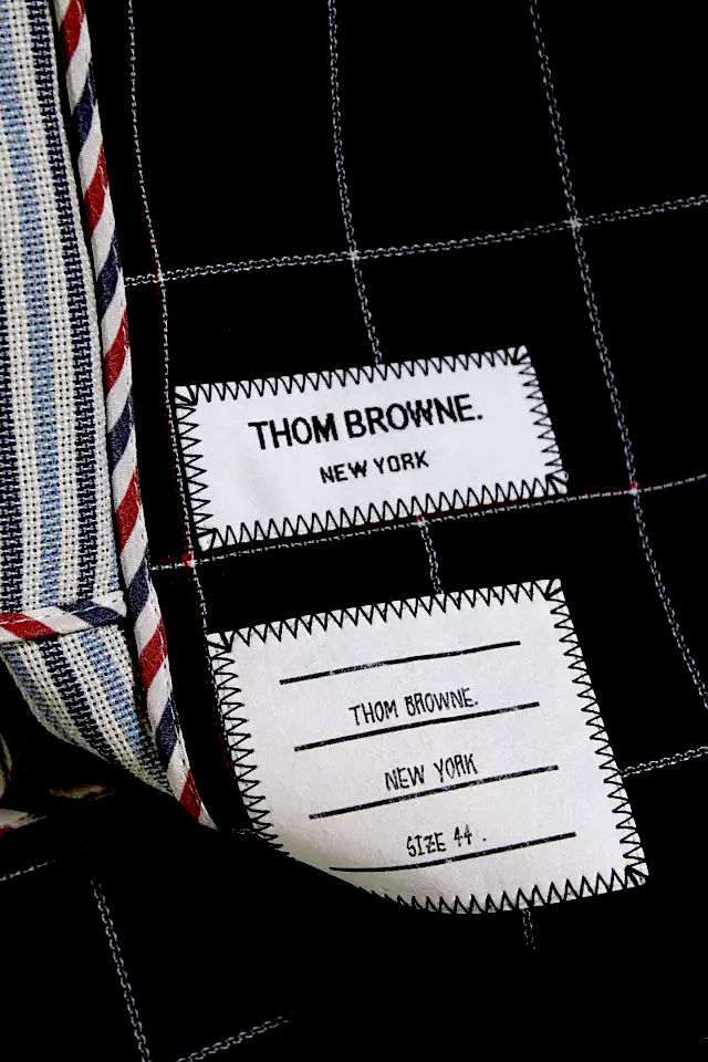 Thom Browne NY. Collared Long Sleeves Unlined Plaid Blazer