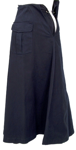 Martine Sitbon Paris. Vintage Dark Navy Wool Skirt with Black Bow