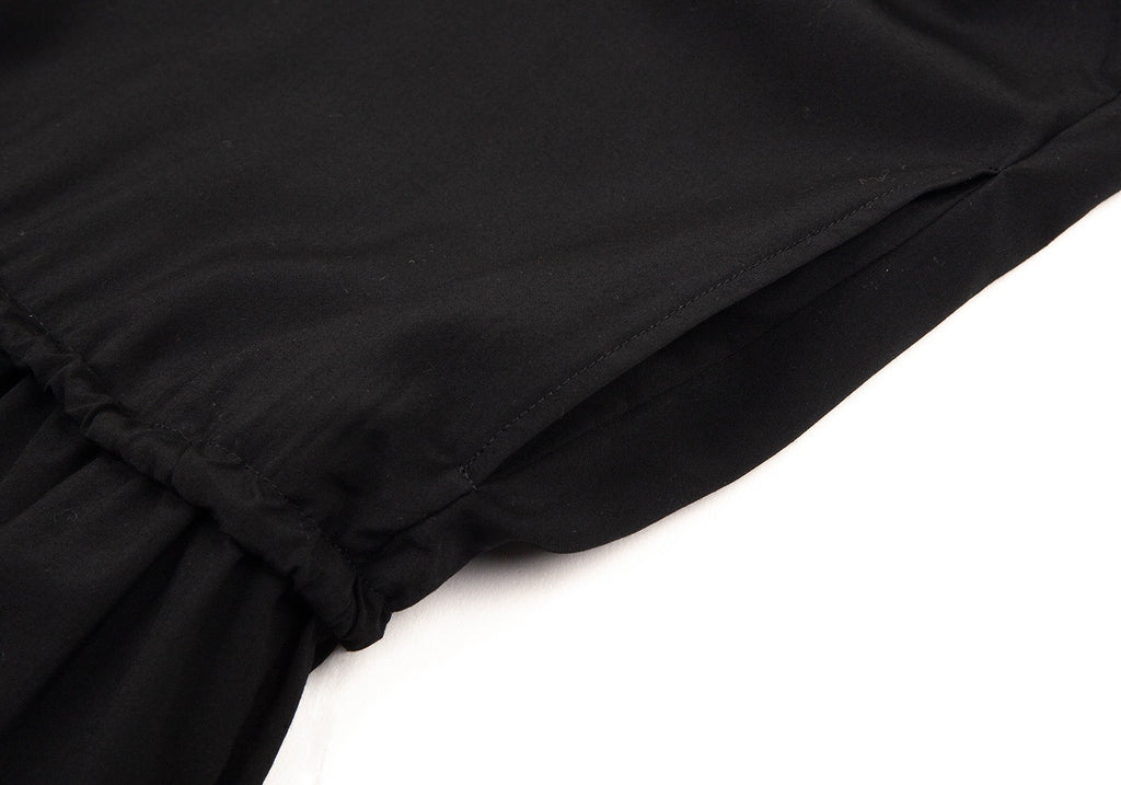 Yohji Yamamoto Japan. NOIR Black Drawstring Wool Sleeveless Dress