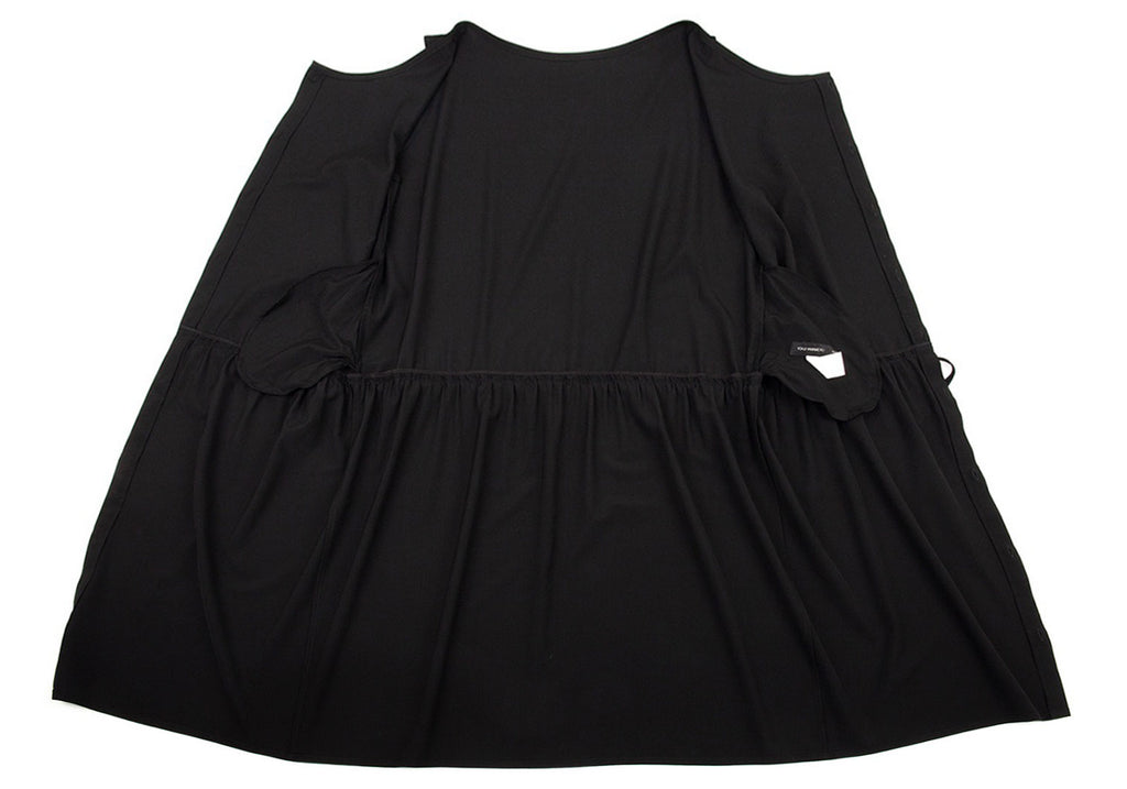 Yohji Yamamoto Japan. NOIR Black Drawstring Wool Sleeveless Dress