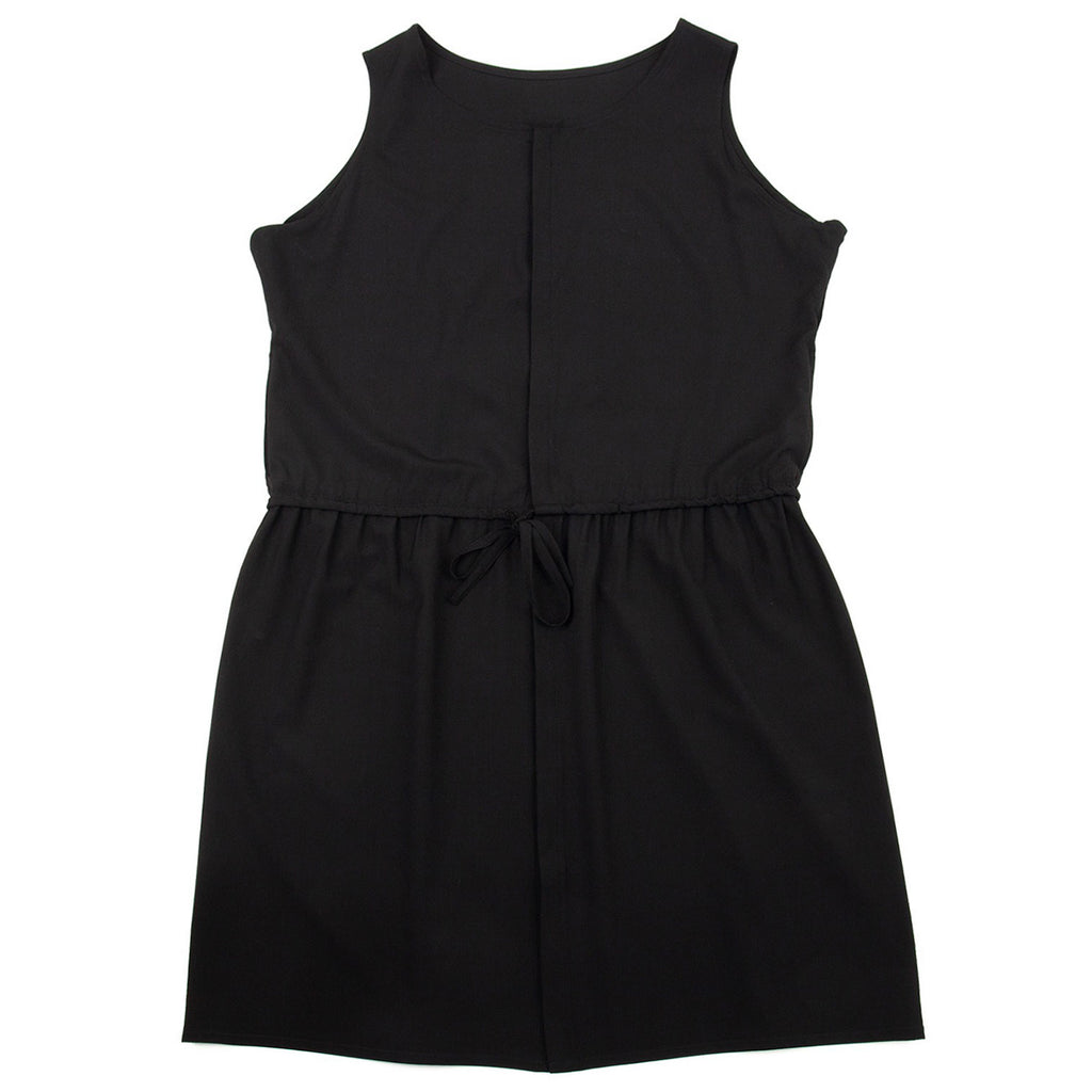 Yohji Yamamoto Japan. NOIR Black Drawstring Wool Sleeveless Dress