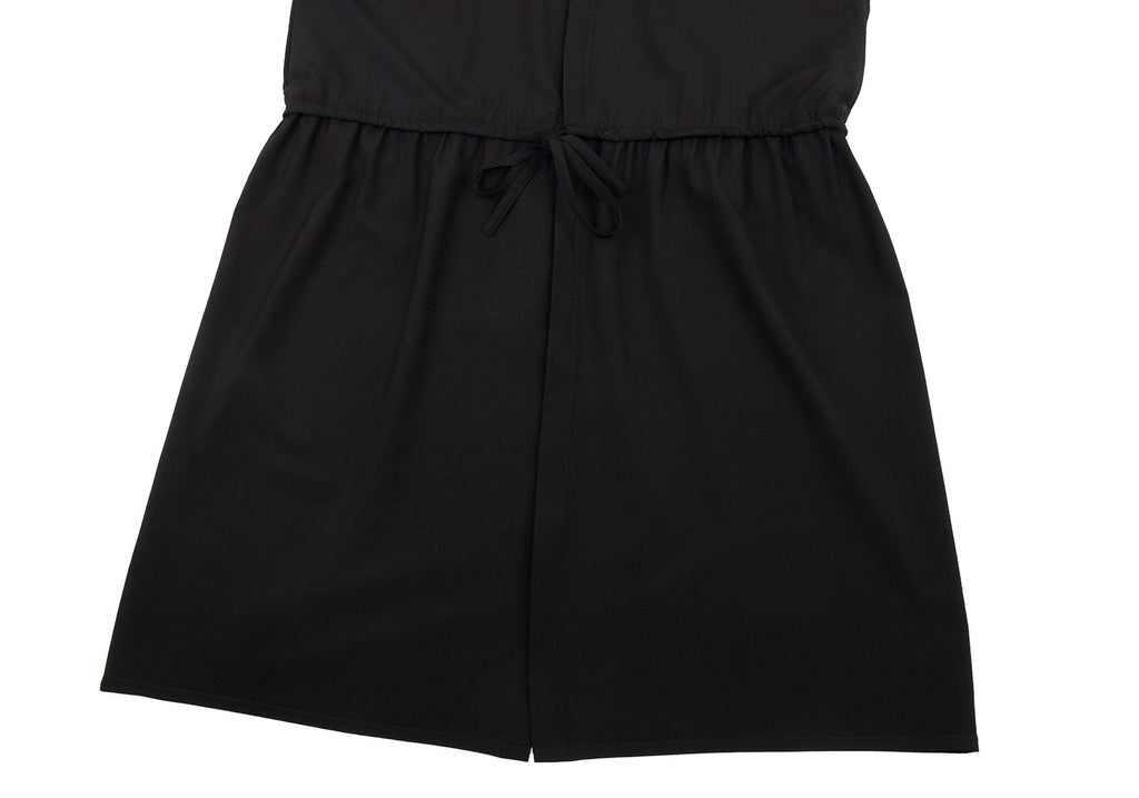 Yohji Yamamoto Japan. NOIR Black Drawstring Wool Sleeveless Dress
