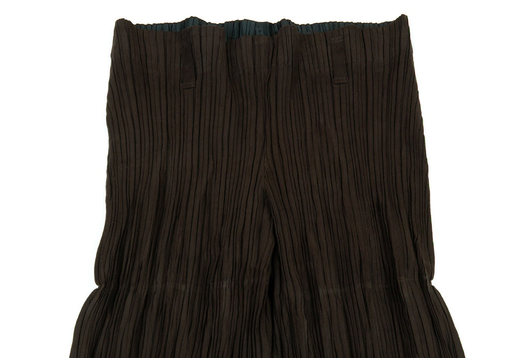 Issey Miyake Japan. Brown Faux Suede Pleats Pants