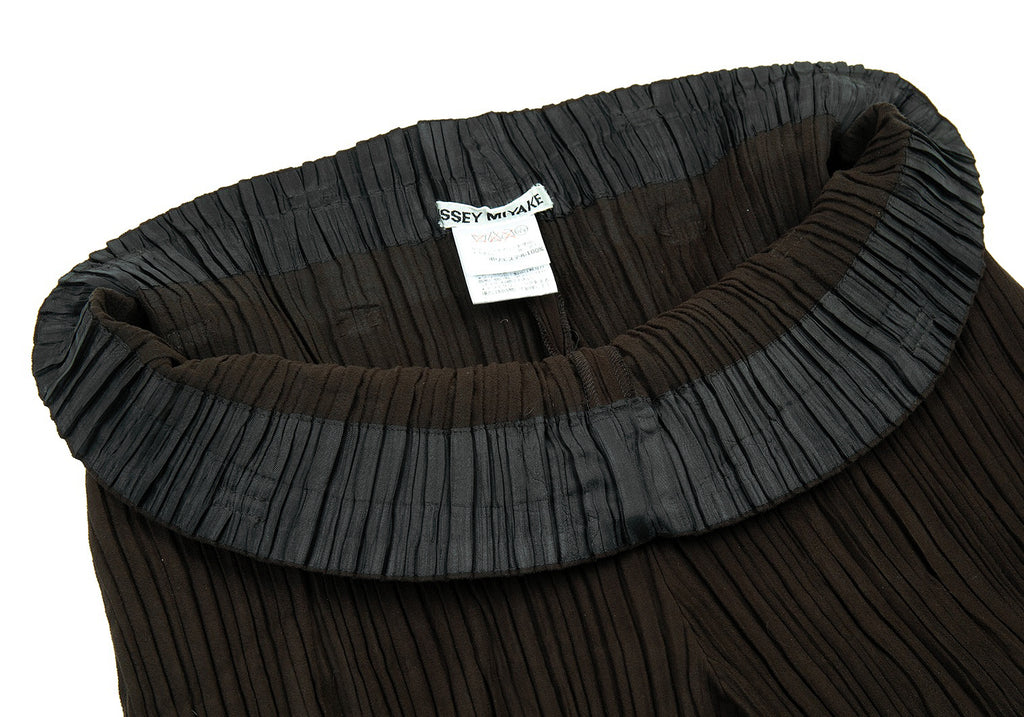 Issey Miyake Japan. Brown Faux Suede Pleats Pants