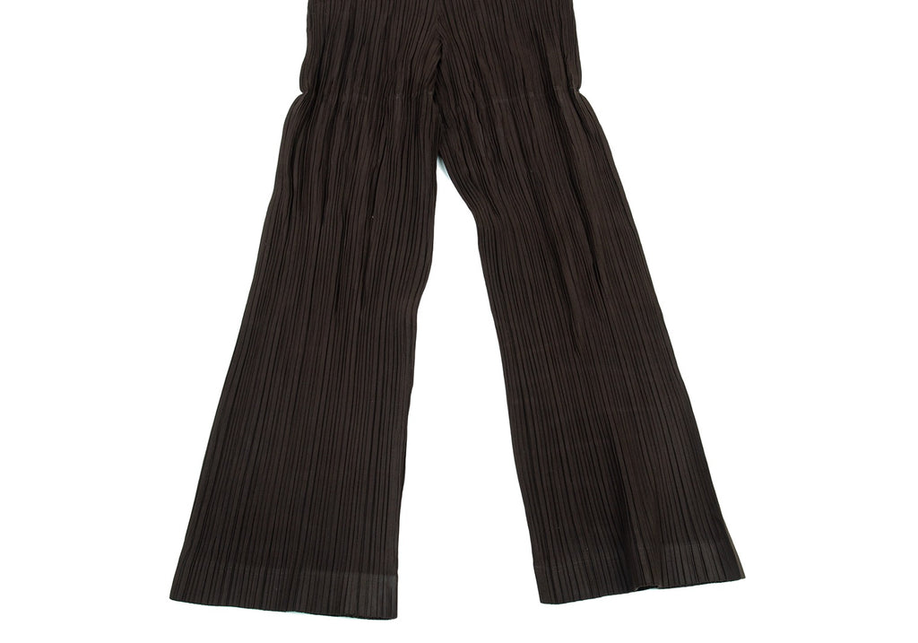 Issey Miyake Japan. Brown Faux Suede Pleats Pants