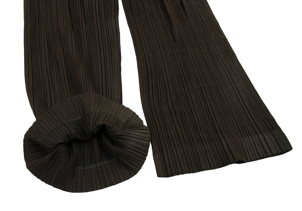 Issey Miyake Japan. Brown Faux Suede Pleats Pants