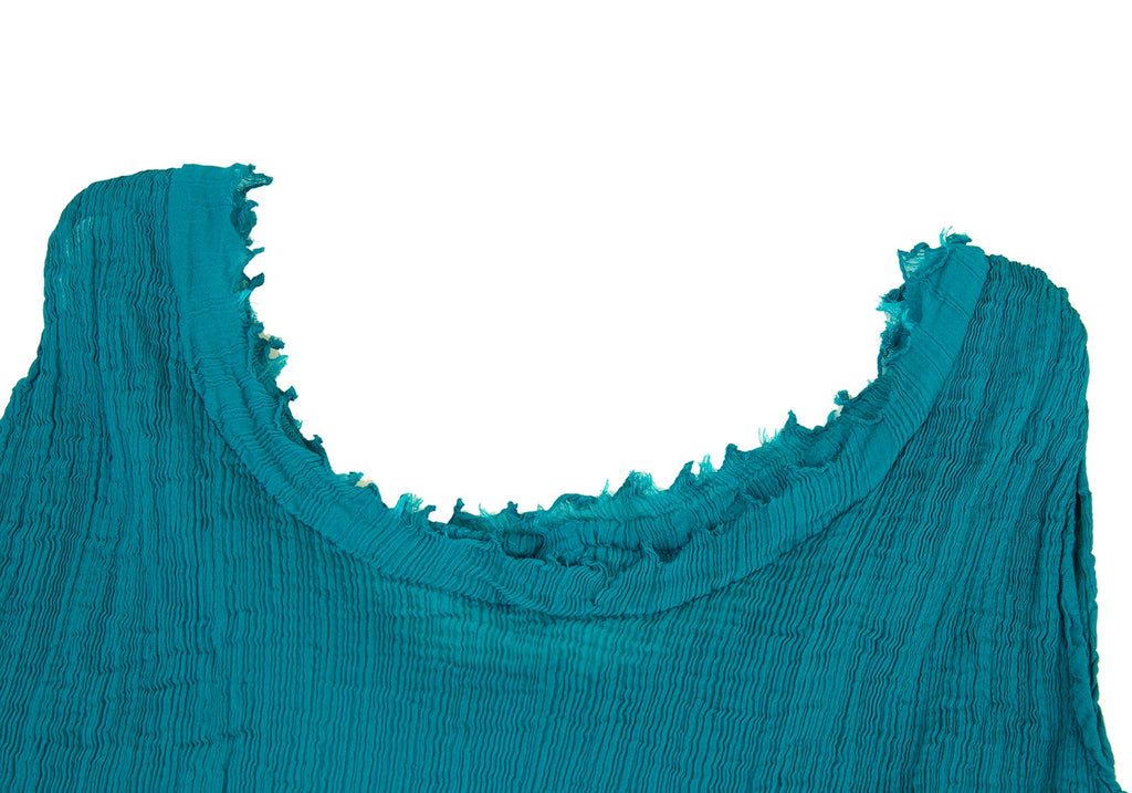 ISSEY MIYAKE JAPAN. "me" Turquoise Color Pleats Design Sleeveless Dress