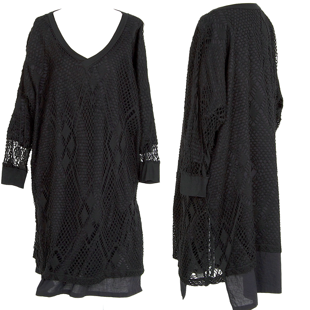 Yohji Yamamoto Japan. Y's Black Diamond Woven Layered Dress