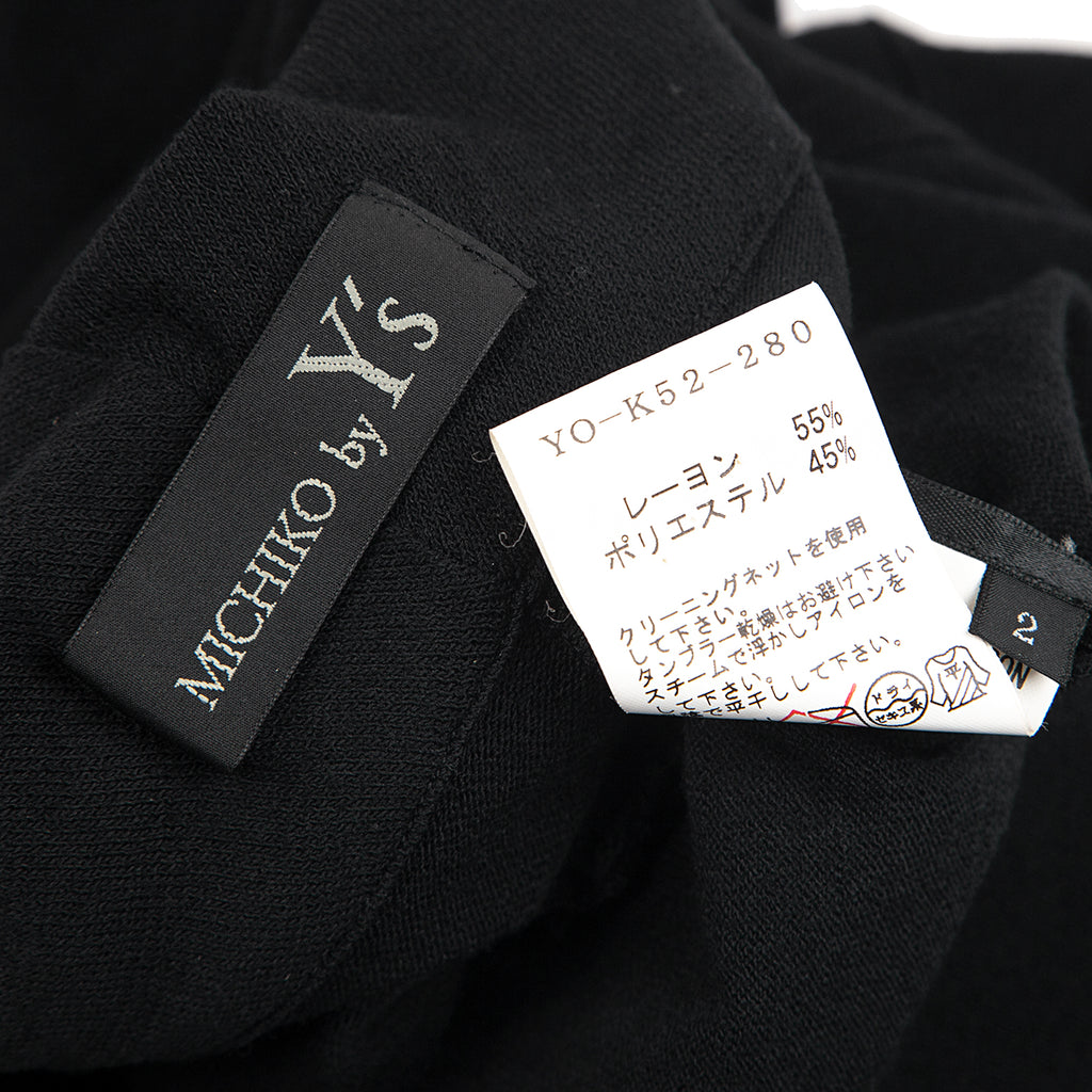 YOHJI YAMAMOTO JAPAN. MICHIKO by Y's Black Rayon Side Opening Knit Button Top