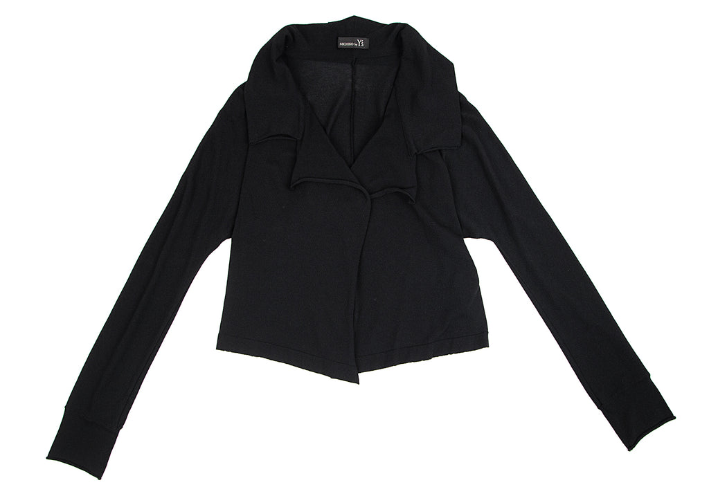 YOHJI YAMAMOTO JAPAN. MICHIKO by Y's Black Rayon Side Opening Knit Button Top