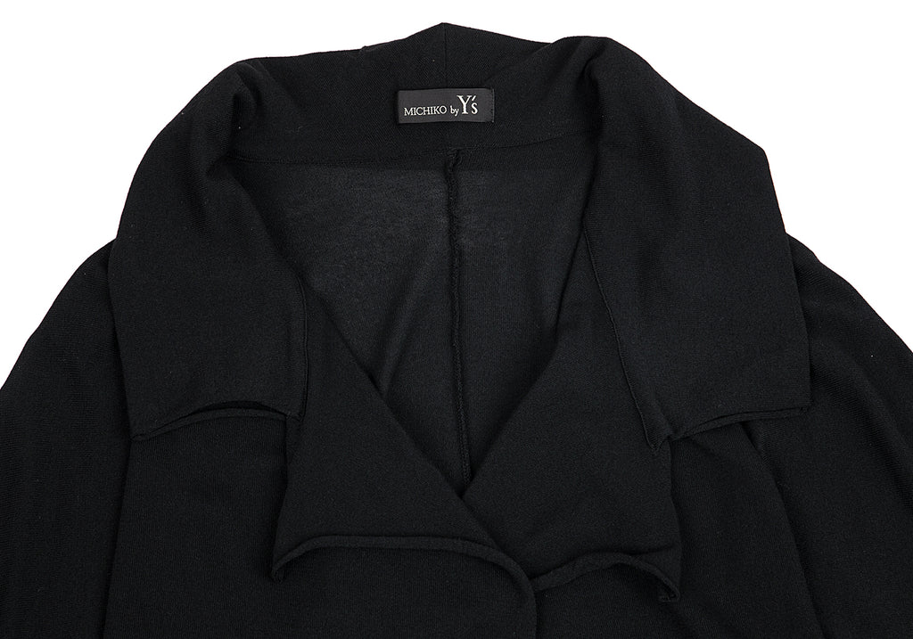 YOHJI YAMAMOTO JAPAN. MICHIKO by Y's Black Rayon Side Opening Knit Button Top