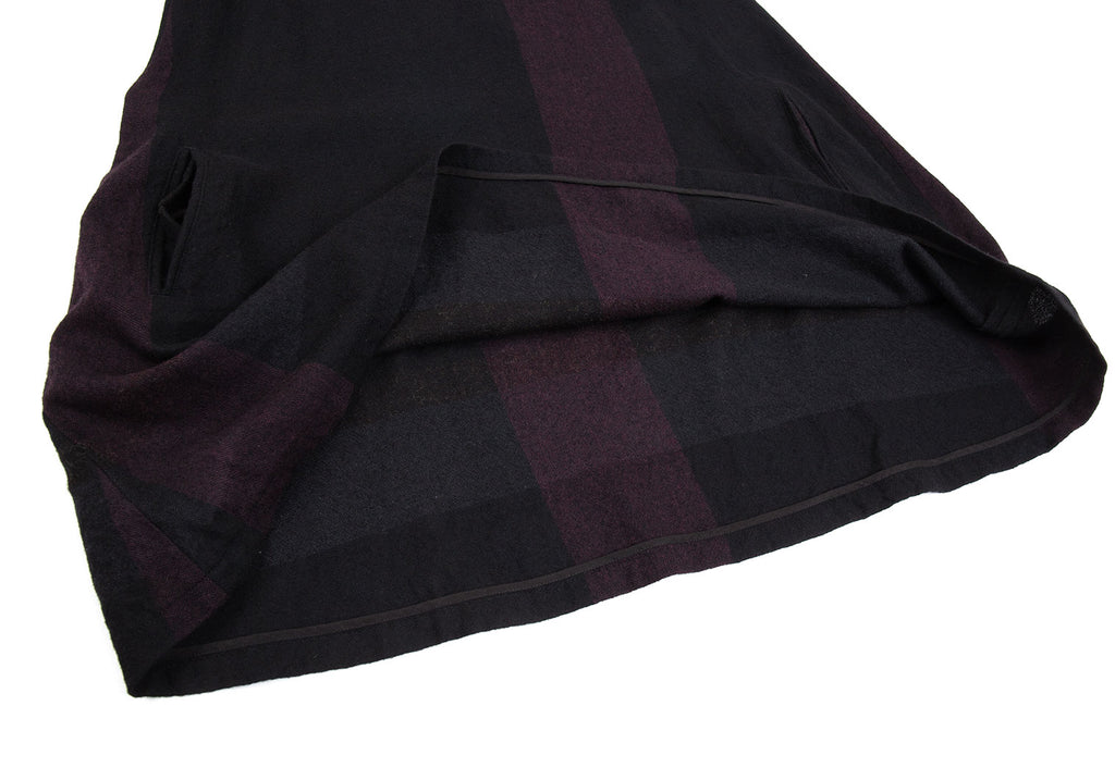 Yohji Yamamoto Japan. Y's Black Wool Nylon Checked Flare Dress