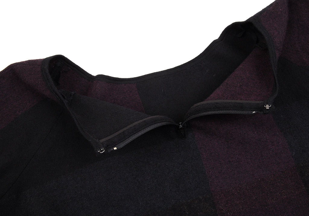 Yohji Yamamoto Japan. Y's Black Wool Nylon Checked Flare Dress