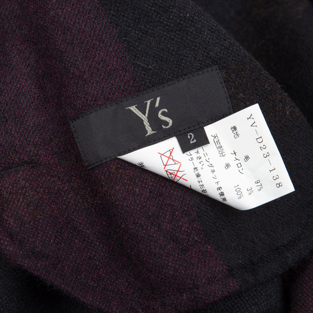 Yohji Yamamoto Japan. Y's Black Wool Nylon Checked Flare Dress