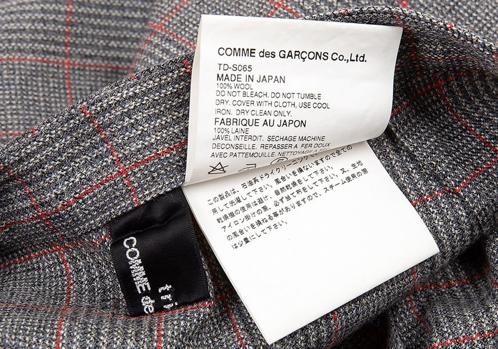COMME des GARCONS Japan. Tricot. Grey Half Pleats Plaids Skirt
