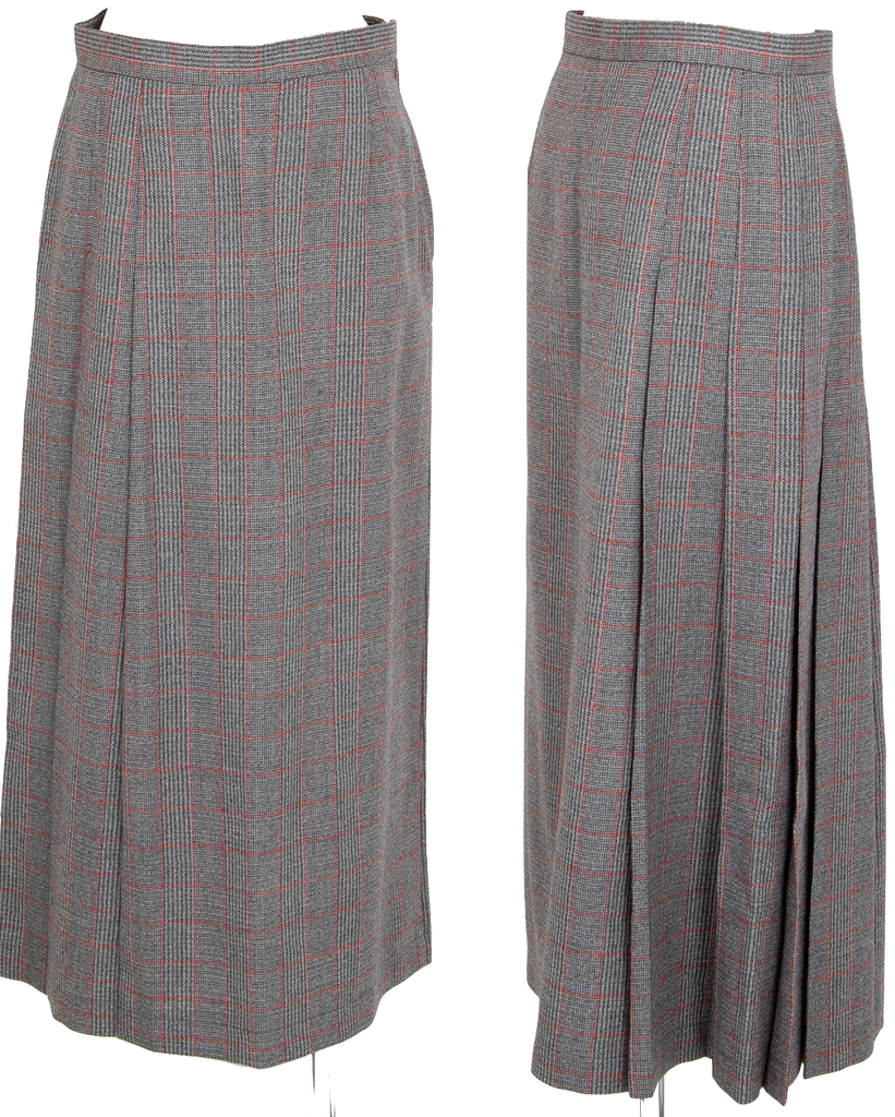 COMME des GARCONS Japan. Tricot. Grey Half Pleats Plaids Skirt