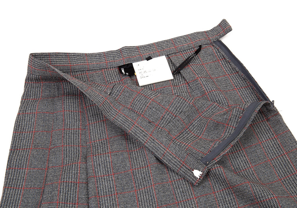 COMME des GARCONS Japan. Tricot. Grey Half Pleats Plaids Skirt