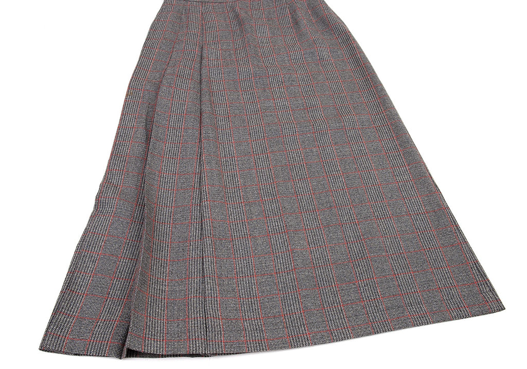 COMME des GARCONS Japan. Tricot. Grey Half Pleats Plaids Skirt